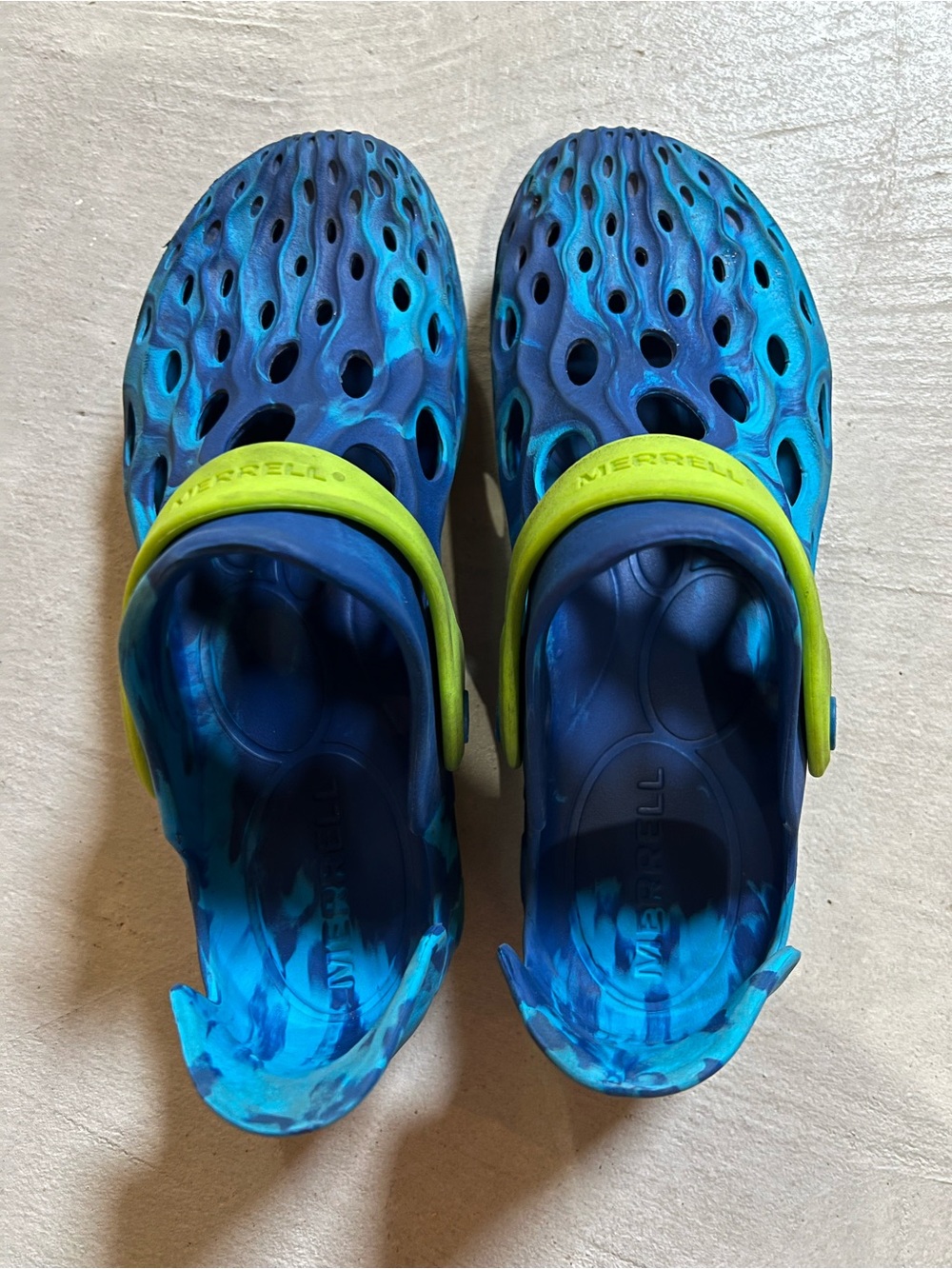 Merrell Kids' Blue Multi Water Slip-Ons with Lime Strap